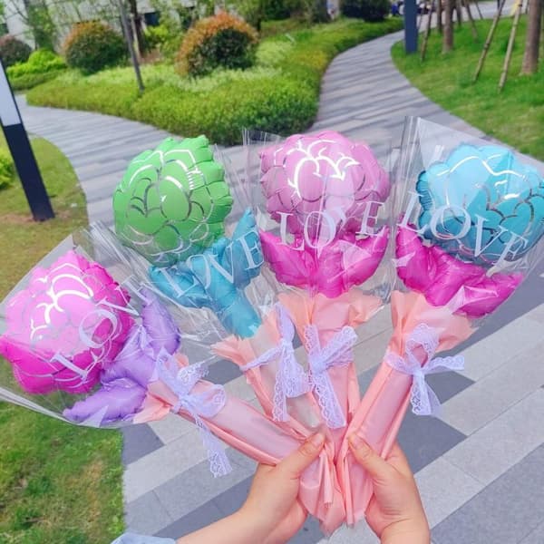10 stk. Mini Rose Blomsterballoner Nellikeformet Valentinsdag A3