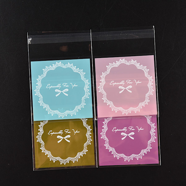 100 st spetsbowknot Självhäftande DIY Cookie Godis Paket Present Blue