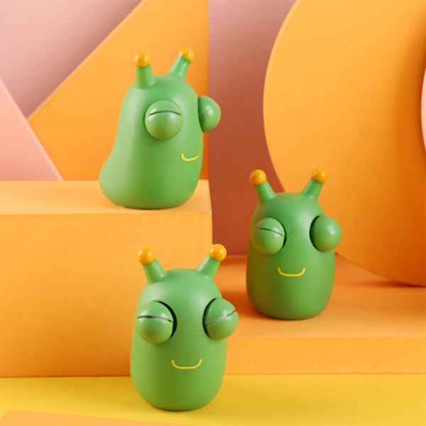 Funny Grass Worm Knip Leketøy Grønt Øye Sprett Orm Leketøy Jul Yellow