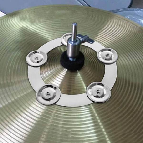 Trommebækkener Hi Hat Tambourin Trommesæt Tromme Stålklokker Percus Silver