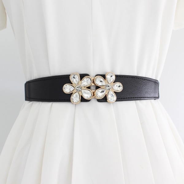Dammode Elastisk Stretch midjeband Kristallbälte Cinch Wai A2