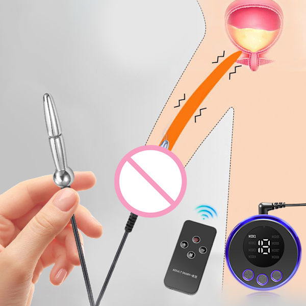 Elektrisk Estim-strækker til urinrør i rustfrit stål S Remote control