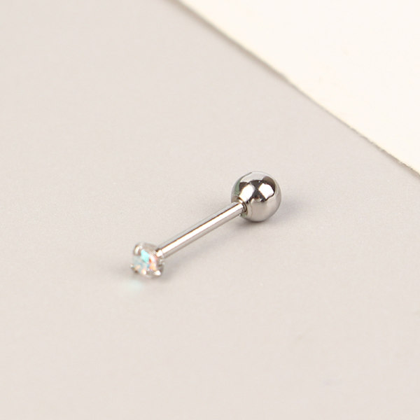 1 st Små öronstift Broskörhängen Färgglada glänsande mode J Silver 2MM