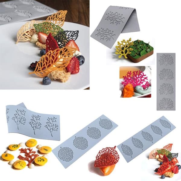 Silikoneforme Blad Bageforme Fondant Kagepynt Blonder Set
