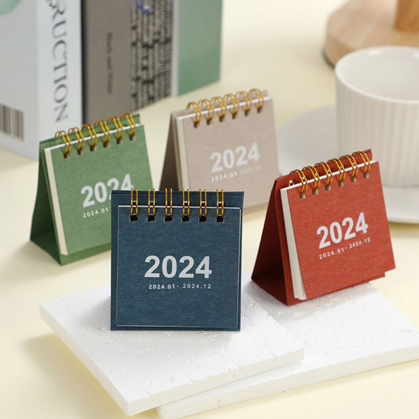 Enkelt enfärgat 2024 Mini Skrivbord Papperskalender Bärbart bord A1