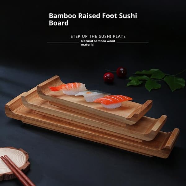 Bambus Sushi Bræt Rektangulær Tallerken Madlavning Sashimi Bækken Serv S
