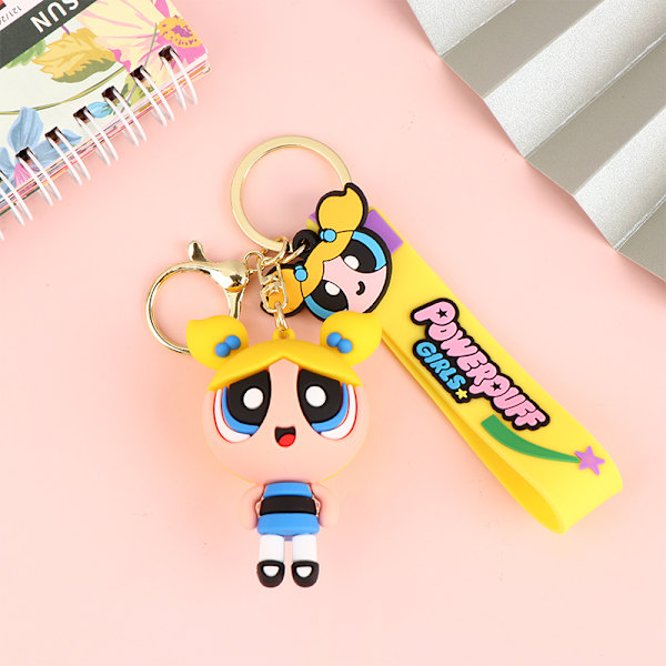 Luova sarjakuva-anime-avaimenperä Tehotytöt Doll Car Key Sc Yellow