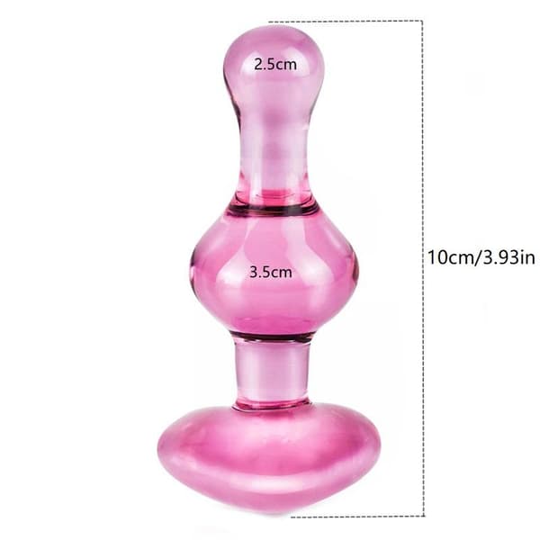 Glas Butt Plug - Hjerte Røv Anal Plug - Vandtæt Kvinder Mænd Se A