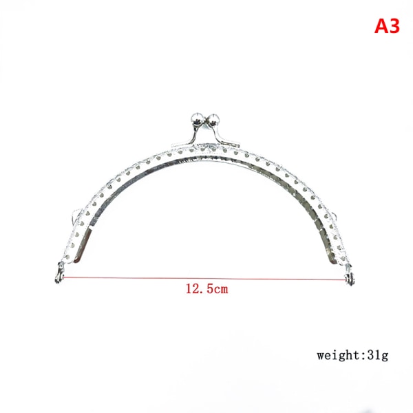 8,5/10,5/12,5/15,5 CM blankt silver Basic halvcirkel metallväska 8.5cm