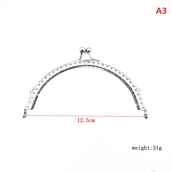 8,5 / 10,5 / 12,5 / 15,5 cm kiiltävä hopea, puoliympyrän muotoinen metallikukkaro 8.5cm