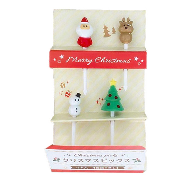 Christmas Creative Cartoon Fruktgaffel Plast Liten Gaffel Söt A