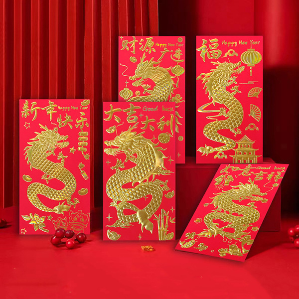 6 stk røde konvolutter HongBao gavepapirpose Lucky Money Lommer K J