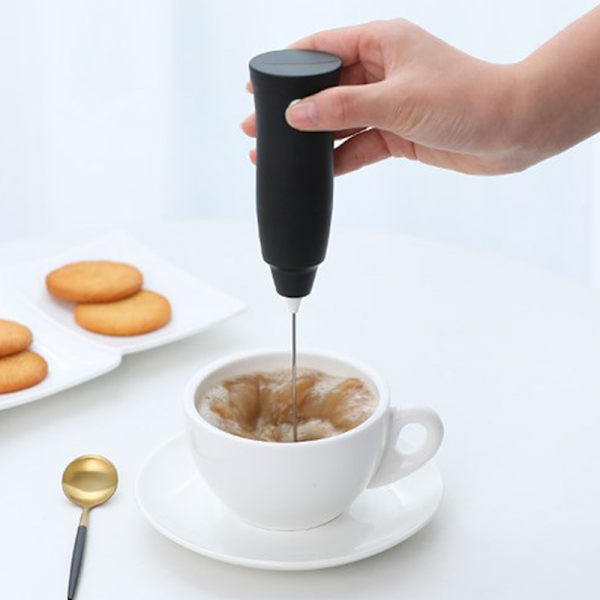 Elektrisk mælkeskummer bærbar blender håndholdt mini drikkeskum Black