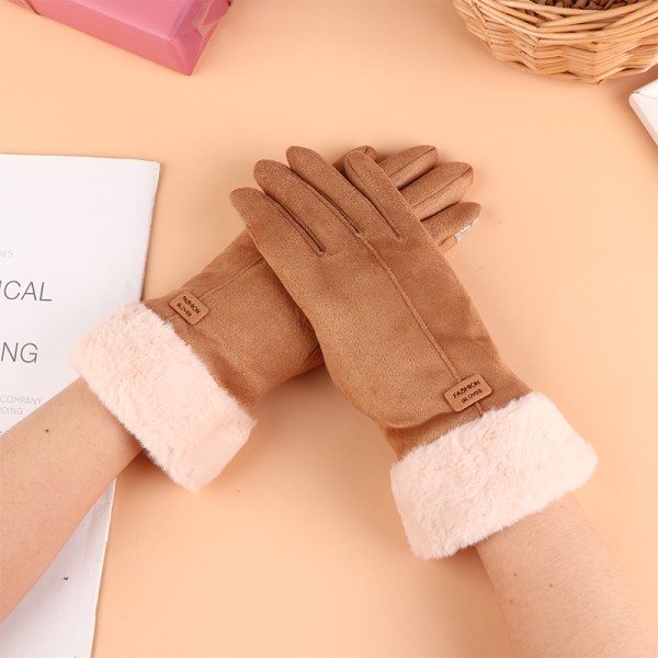 Kvinder Handsker Furry Varme Luffer Fuld Finger Vanter Damer Outdoor Pink