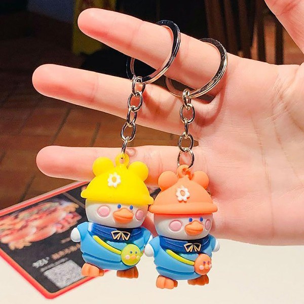 Creative e Cartoon Backpack Duck Keychain Pendant Bag Car Penda