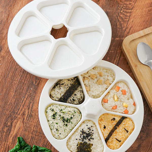 6-rutig risboll maskinpressad non-stick triangulär sushiris B White