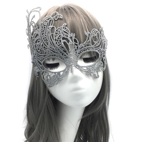 Guld Och Silver Spets Och Diamant Mask Ögonmask Maskerad Kvinna A1