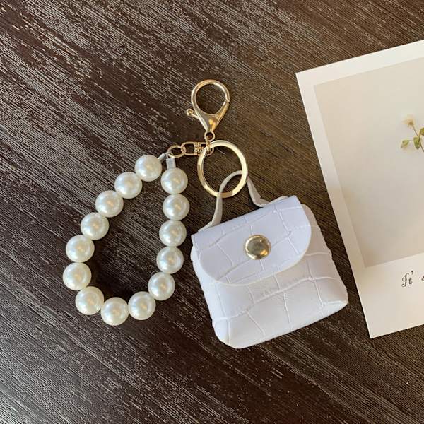 Myntplånböcker Pearl Chain Keychain Hörlurslåda Key Organizer Bag Blue