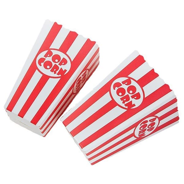 12 Stk Stribede Popcorn Papiræsker Bøtter Rød Hvide Striber Sna
