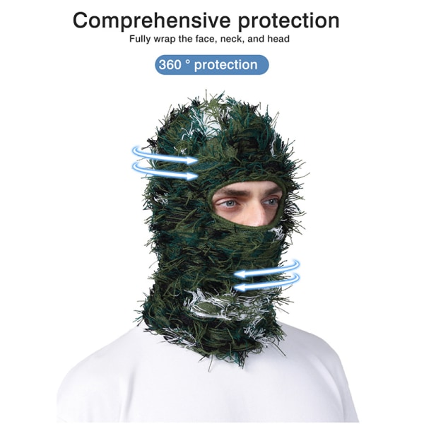 Balaclava strikket hel ansigts skimaske til mænd udendørs camouflage F