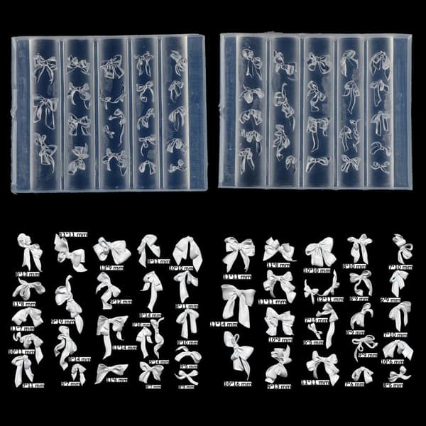Sløjfe Silikone Neglekunstforme 3D Flere Former Bånd Blonder B