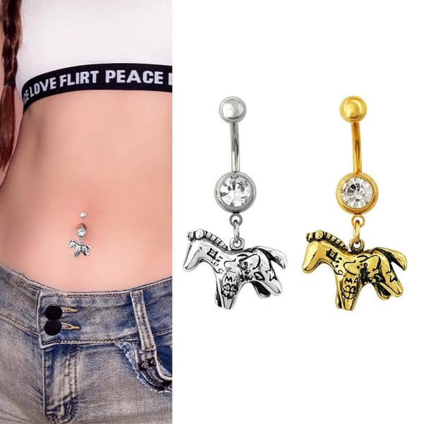 Mote Krystall Rhinestone Navlepiercinger Rustfritt Stål S A14
