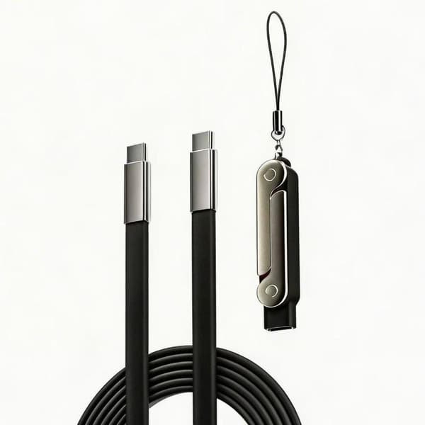 240W 2-i-1 USB C til Type C hurtigopladende foldbar beslagdata Black