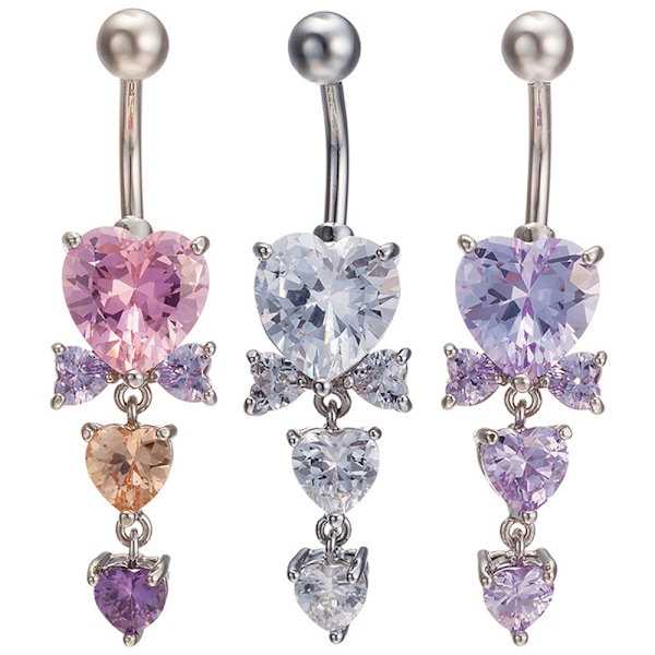 Söt kristall hjärtformad zirkonbåge Belly Button Ring Mode White