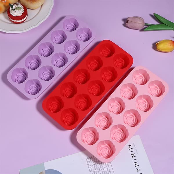 10-hulrum Silikone Rose Kageform Nonstick Bageform Til DIY S Pink