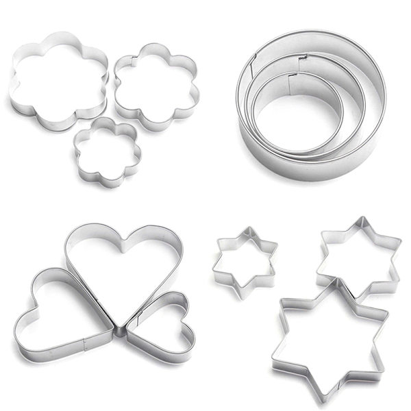 12 st Cookie Biscuit ters Rund stjärna Hjärta Blomform Molds D