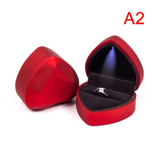 1 stk Hjerteform LED Lys Ring Holder Æske Forslag Bryllupsforbud Red Ring box