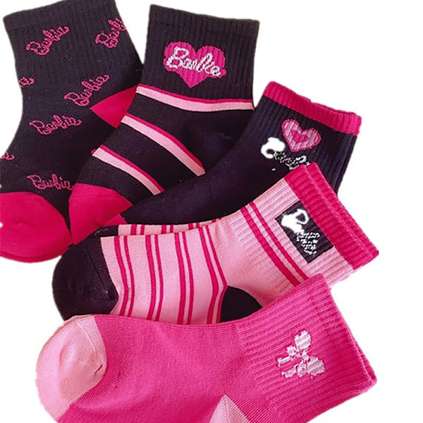 Barbie flickor strumpor höst och vinter tecknad e Stripe alfabetet