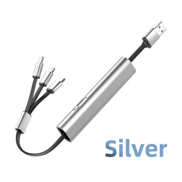 USB laddningskabel till Micro USB Type-C 3A 3-i-1 Silver