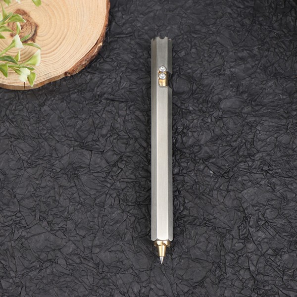 Rustfrit stål Sekssidet Bolt Taktisk Pen Messing Business Sign 1 PC