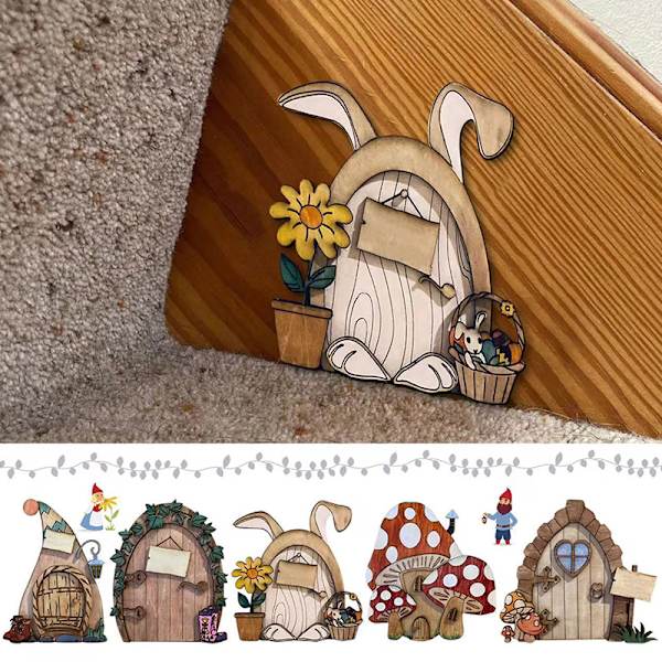 Mini Hemdekorationer Trä Fairy Elf Door Fairy Tale Gate Doo A5