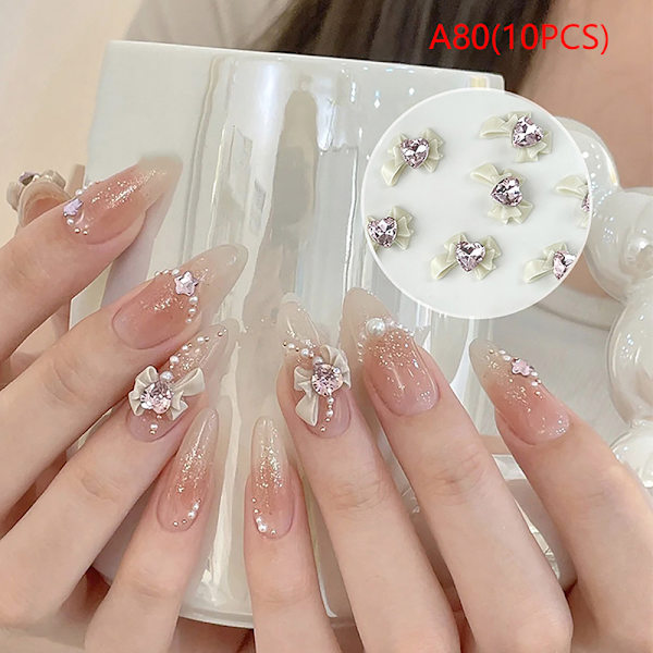 Bowknot Tie Nail Art Diamond strassit manikyyri sisustus korut A80