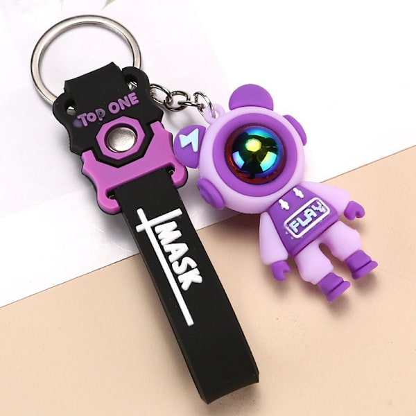 Sarjakuva Lightning Bear Avaimenperä Astronaut Bear Doll Avaimenperä laukku Purple