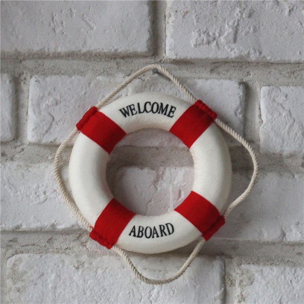 1 stk Velkommen ombord Nautical Lifebuoy Ring Boat Wall Hangin Red