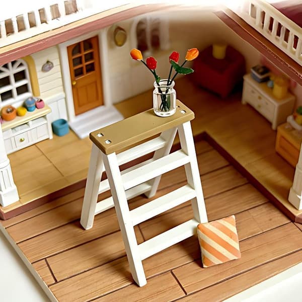 Miniatyrstege 1/12 Dockhusstege Hyllmodell Dockmöbler