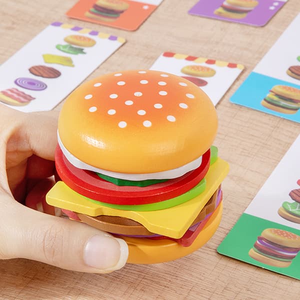 Montessori Tre Hamburger Late Som Lekemat Matchende Stabling