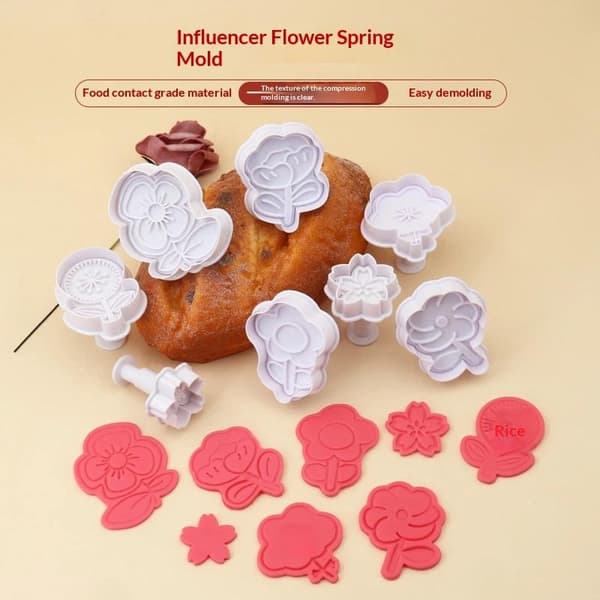 4 st/set 3D Blomstermönster Plastkexform DIY Kökstårta B