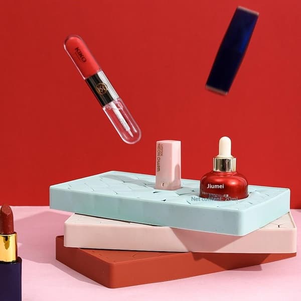 Ny stil skrivebordsorganisator silikone læbestift opbevaringsstativ kosmetik Blue