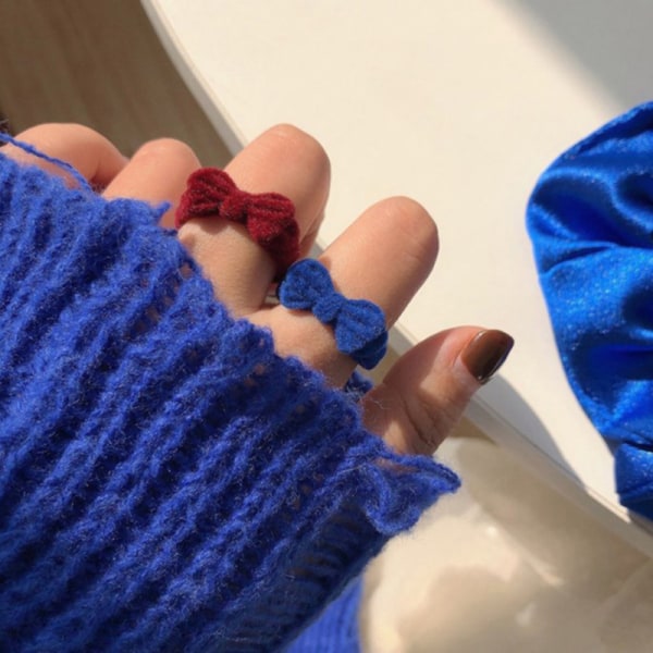 Instagram ja Girly Velvet Bow Ring Flocking Klein Blue Ring Ind blue
