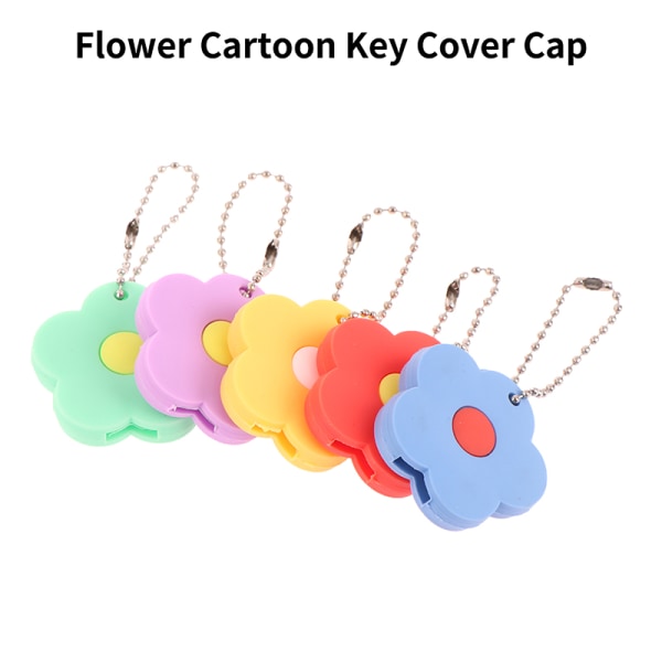 1 stk. Flower Cartoon Key Cover Cap Silikonenøgletilbehør Nøgle C Orange