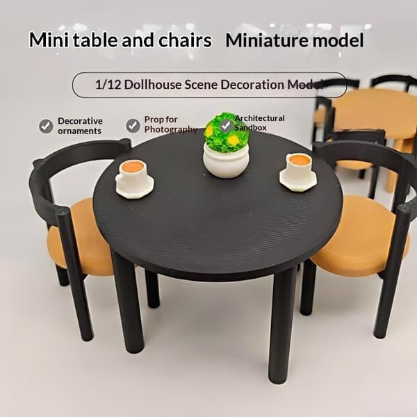 1 set 1/12 miniatyrmatsalsbord och stolar dockhusmöbler 1Set