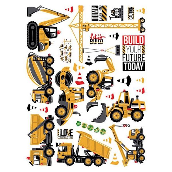 DIY Wall Sticker Transport Biler Lastebil Digger Barnerom Dekor