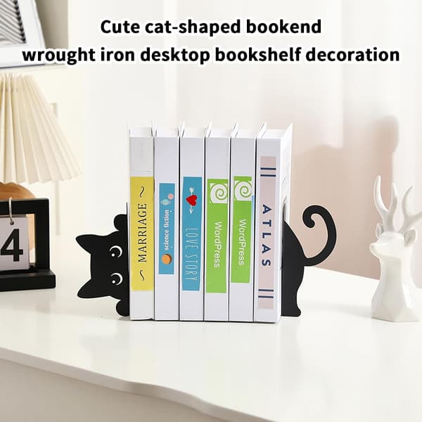 e Katt Bokstöd Skrivbord Bokhylla Bokklämma Kontorsmaterial A2
