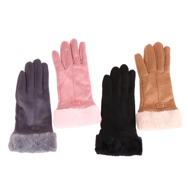 Damehansker Furry Warm Votter Full Finger Votter Dame Outdoor Black