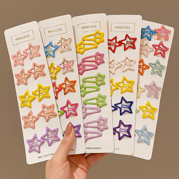 3/10 kpl Bobby Pin Girl Colorful Stars Barrettes Metal Snap Clip B