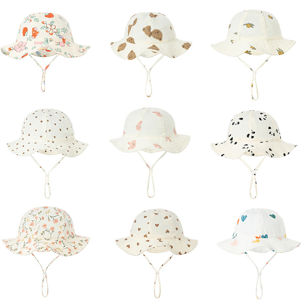 Baby Cotton Bucket Hat Uudet Lasten Ulkolippikset Unisex Print Multicolor